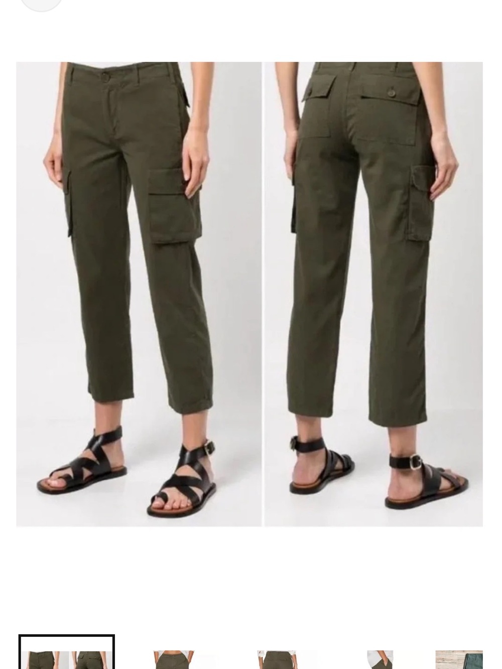 FRAME Olive Green Cargo Pants Sz 29 Cropped Straight Leg Military Utility Cotton - Picture 3 of 13